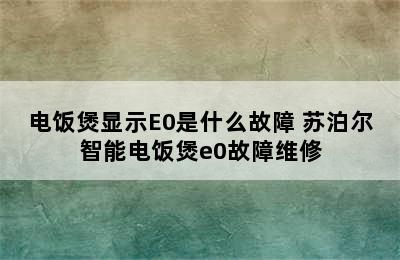 电饭煲显示E0是什么故障 苏泊尔智能电饭煲e0故障维修